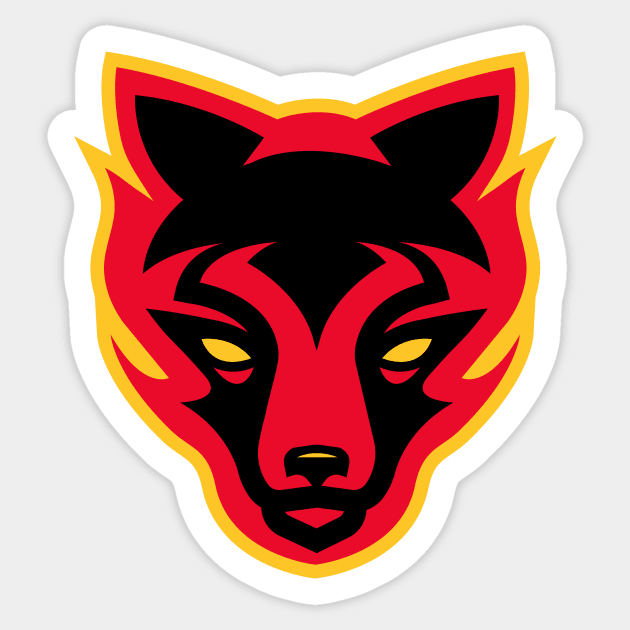 Ignite Your Game: Flaming Fierce Wolf Sports Mascot T-shirt for Athletes Sticker by CC0hort